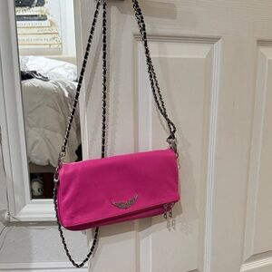 Zadig Voltaire Hot Pink Leather Crossbody Bag - Chain Strap